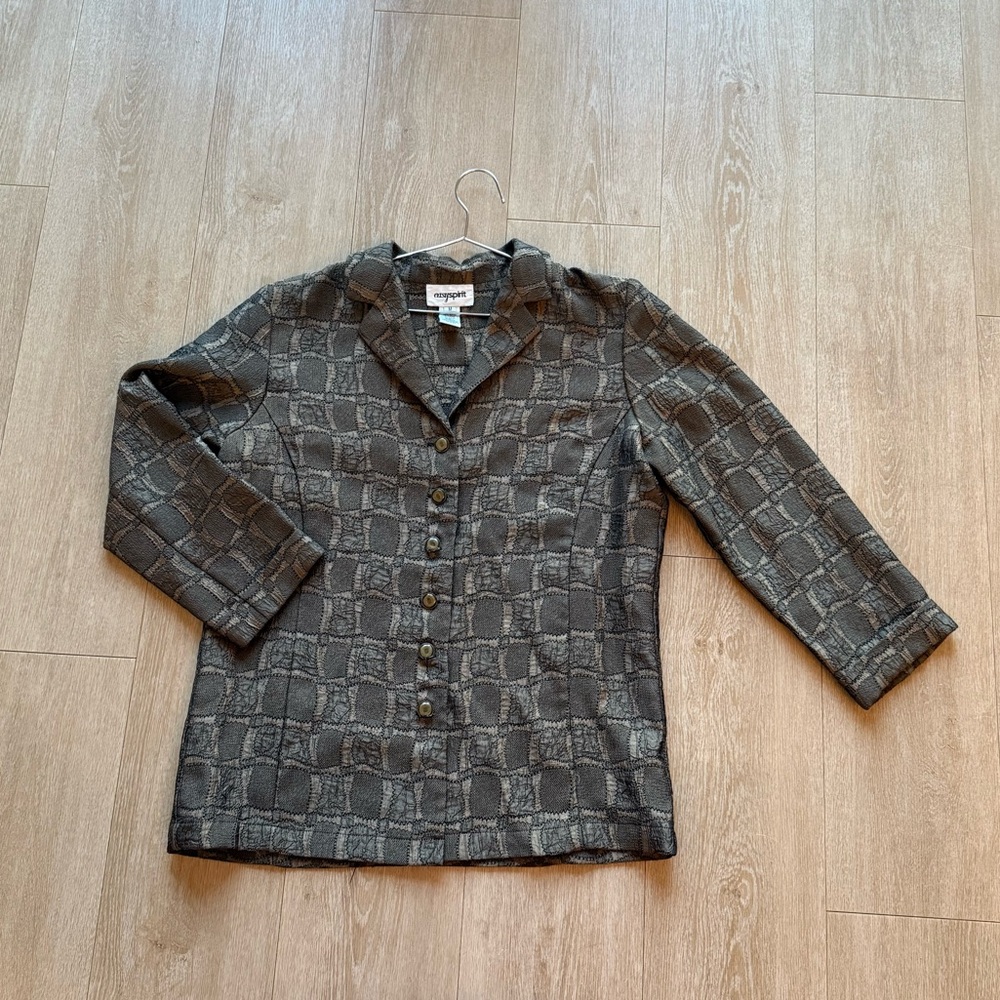 Bronze Patterned Button-Front Jacket